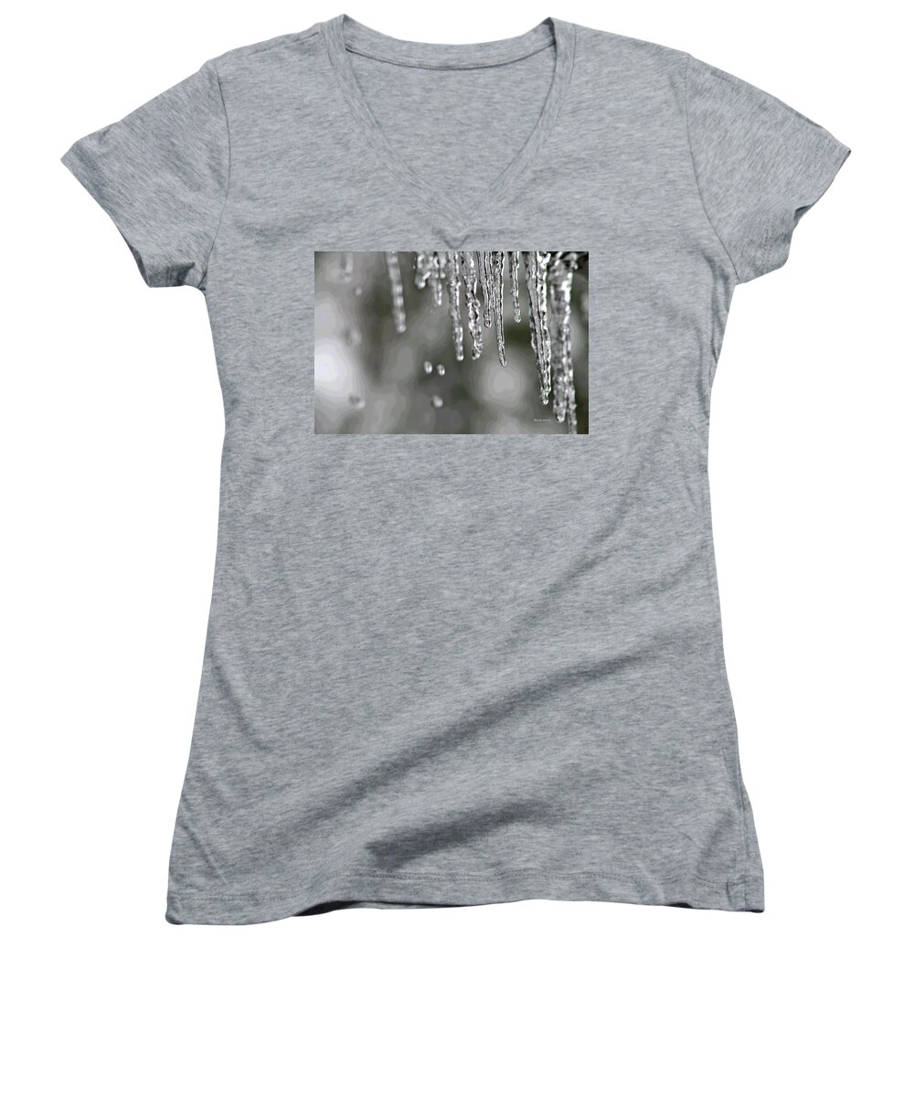  Women's V-Neck featuring the photograph Icicles by Matalyn Gardner