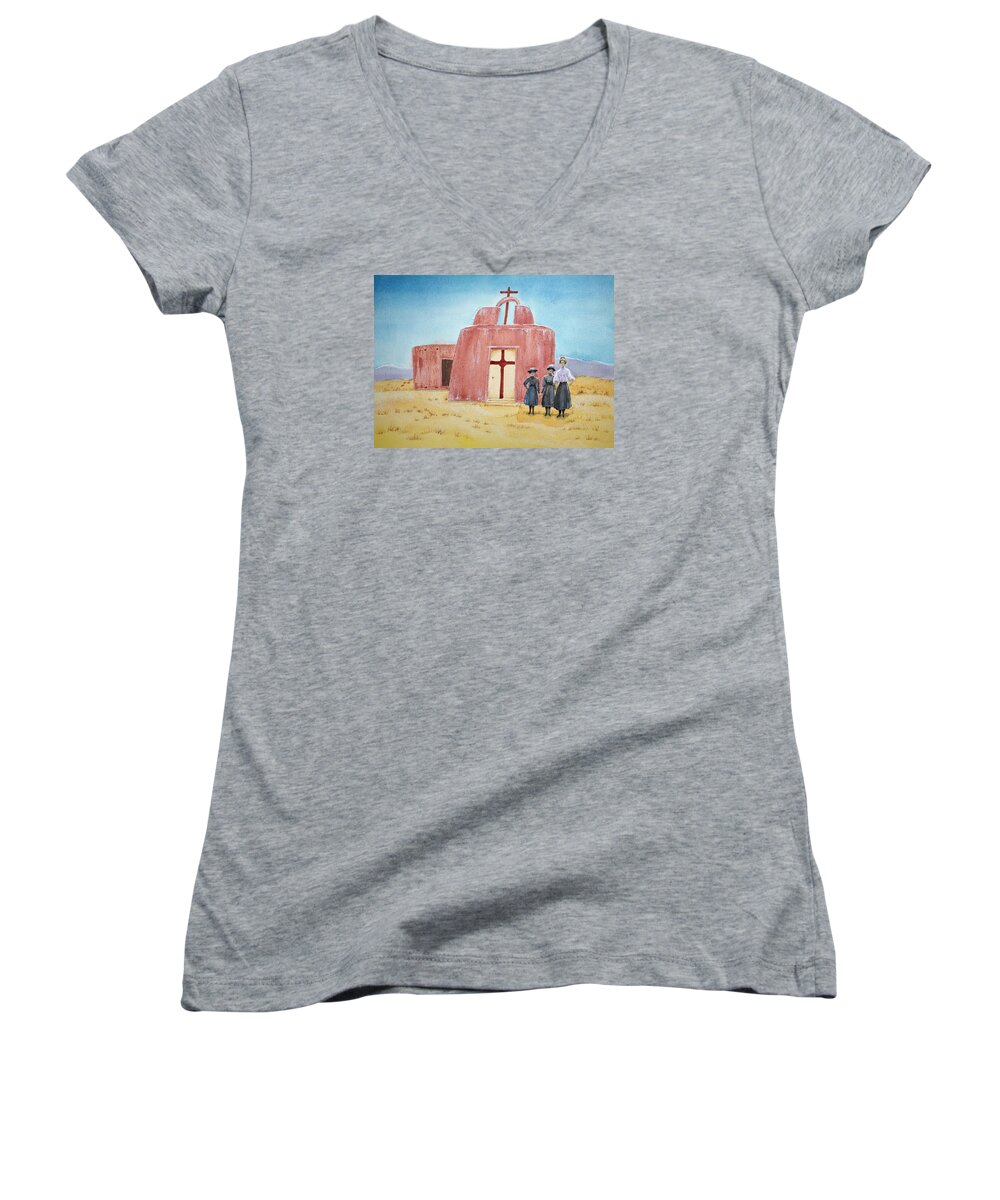 New Mexico Women's V-Neck featuring the painting In Old New Mexico II by Michele Myers