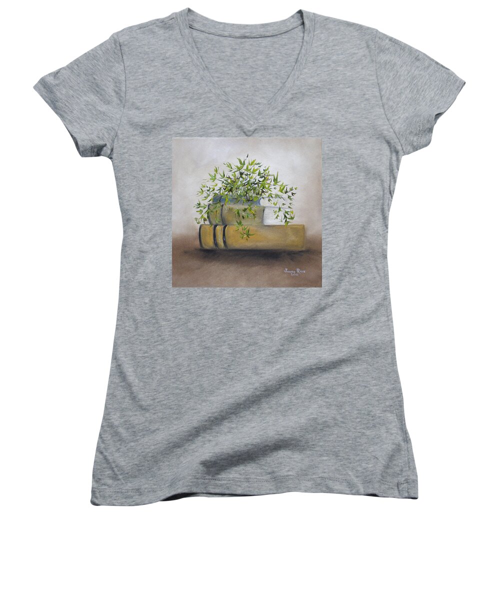 Still Life Women's V-Neck featuring the painting Ivy League by Judith Rhue