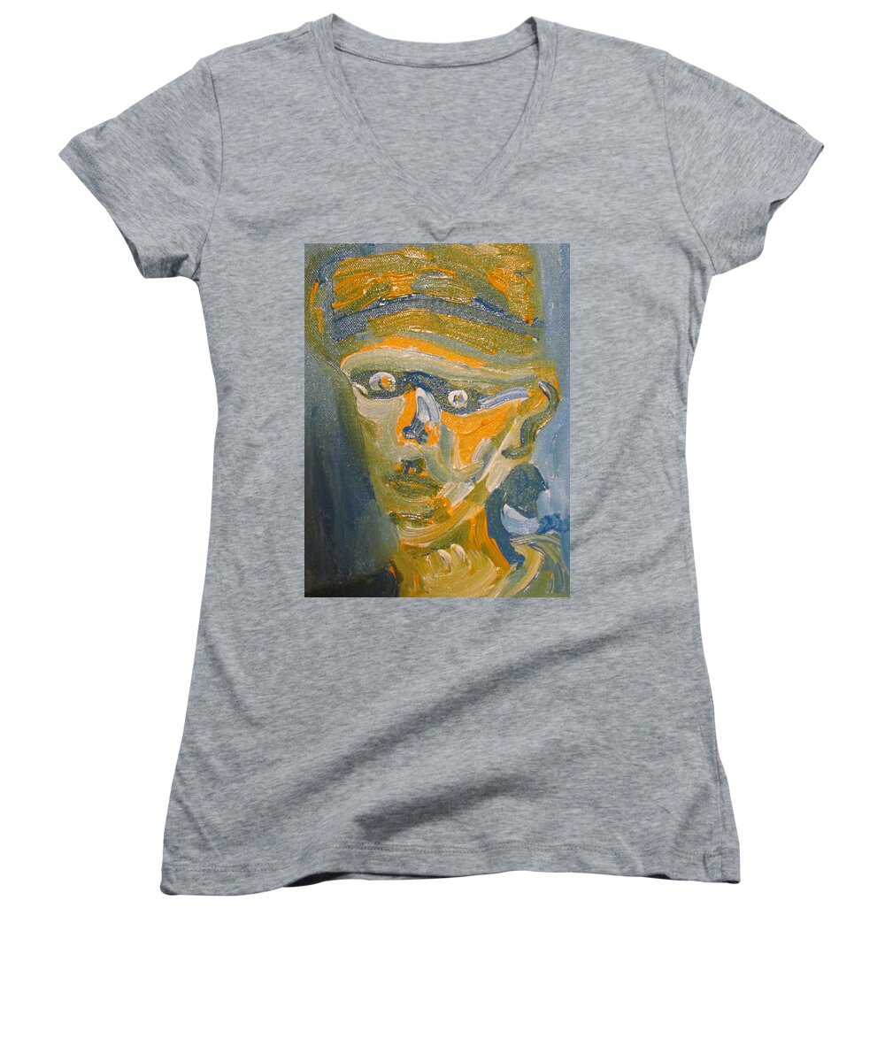 Face Women's V-Neck featuring the painting Just another Face by Shea Holliman