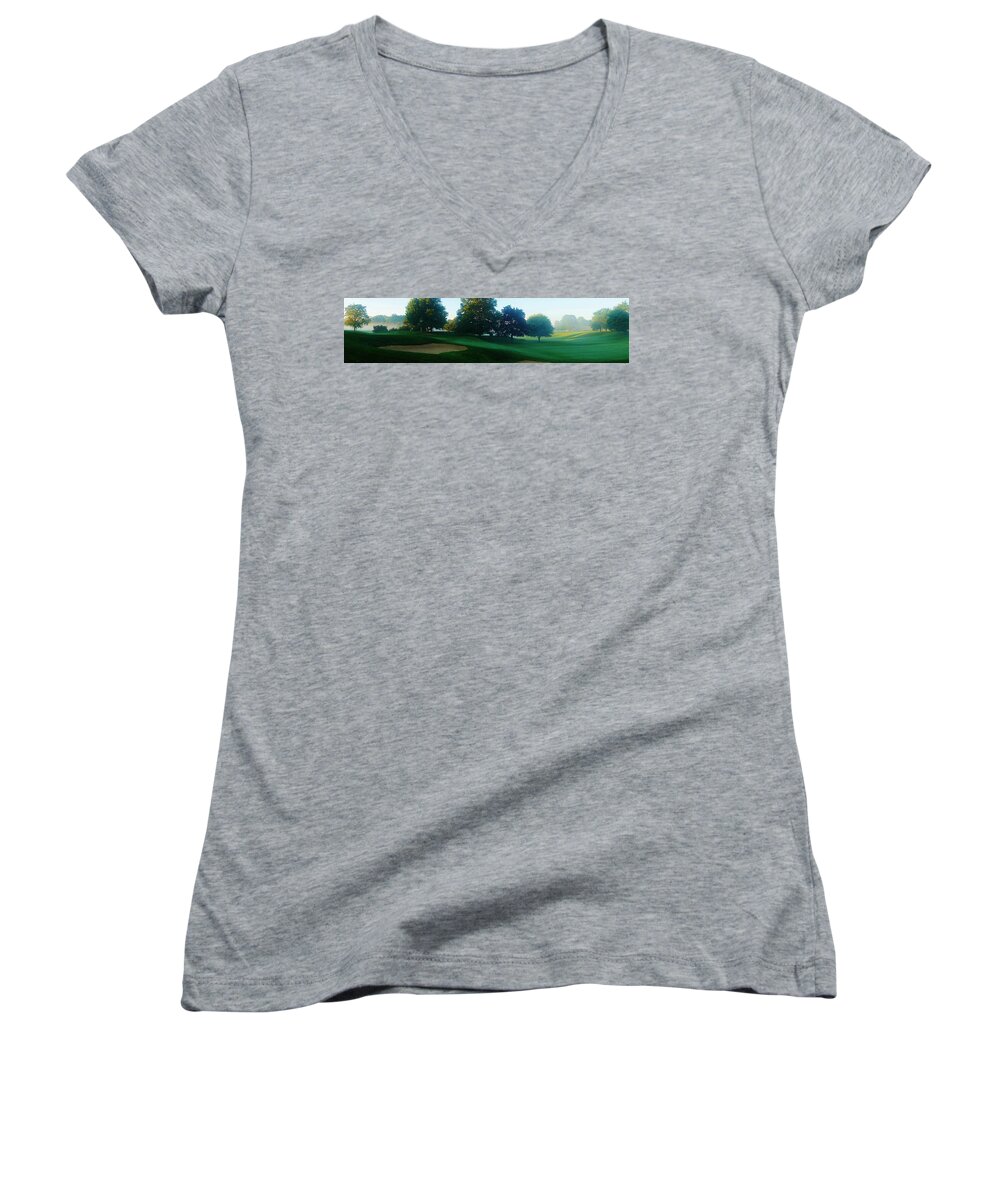 Grosse Ile Country Club Women's V-Neck featuring the photograph Just Off the Green by Daniel Thompson