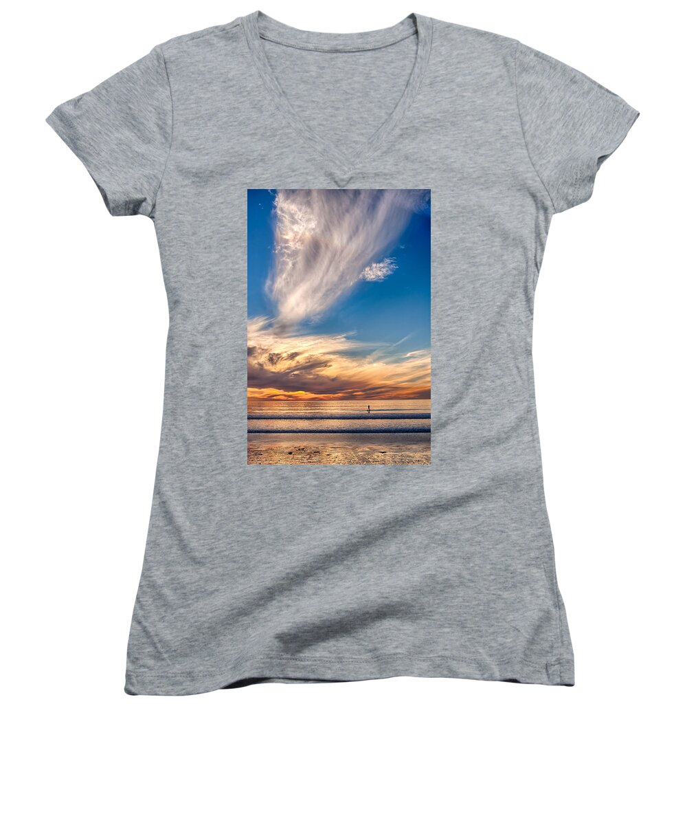 Beach Women's V-Neck featuring the photograph Last Licks by Peter Tellone