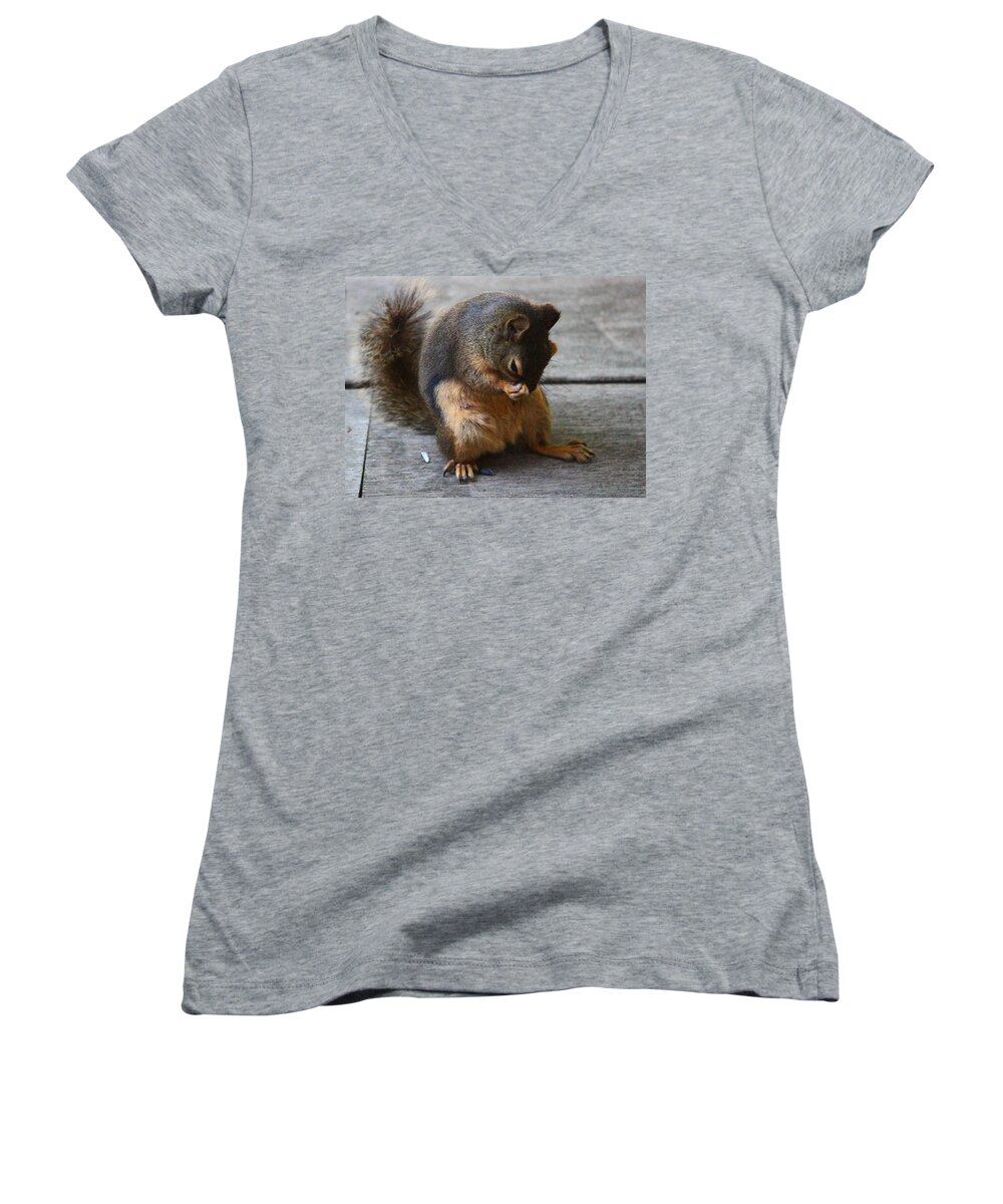 Mammals Women's V-Neck featuring the photograph Let us bow our heads together by Kym Backland