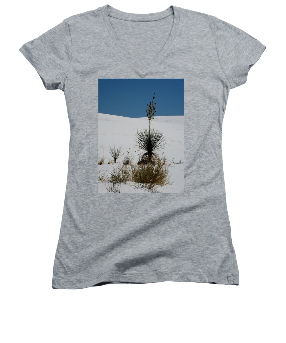 White Sands Women's V-Neck featuring the photograph Like No Place Else on Earth by Lucinda Walter