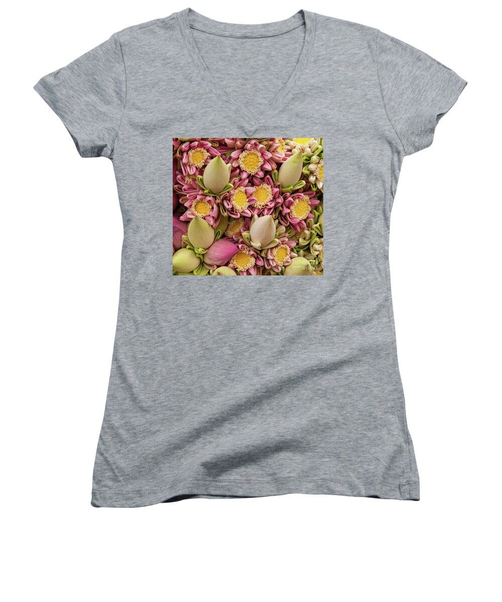Bunch Women's V-Neck featuring the photograph Lotus Buds 03 by Rick Piper Photography