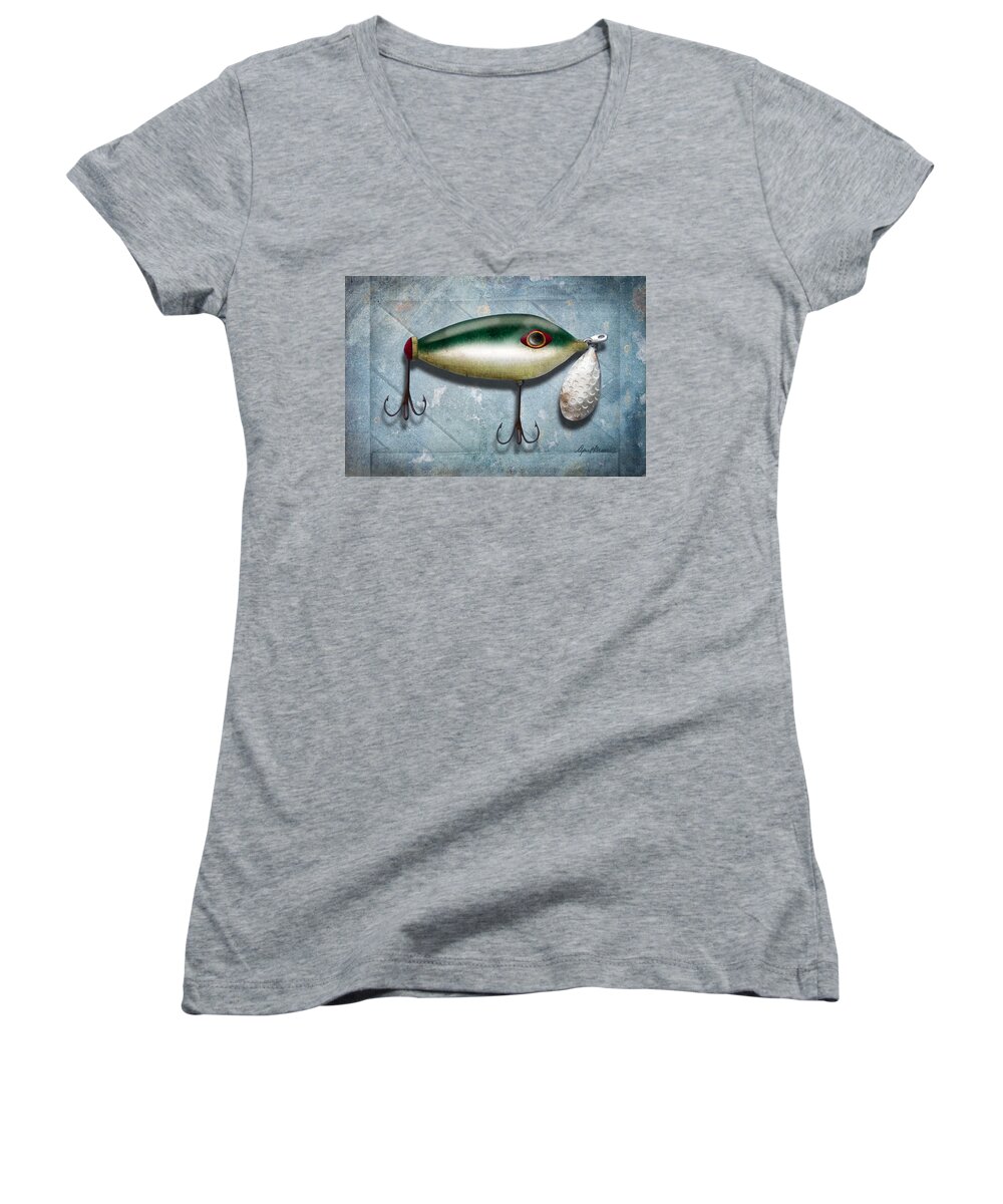 Fishing Women's V-Neck featuring the digital art Lure I by April Moen