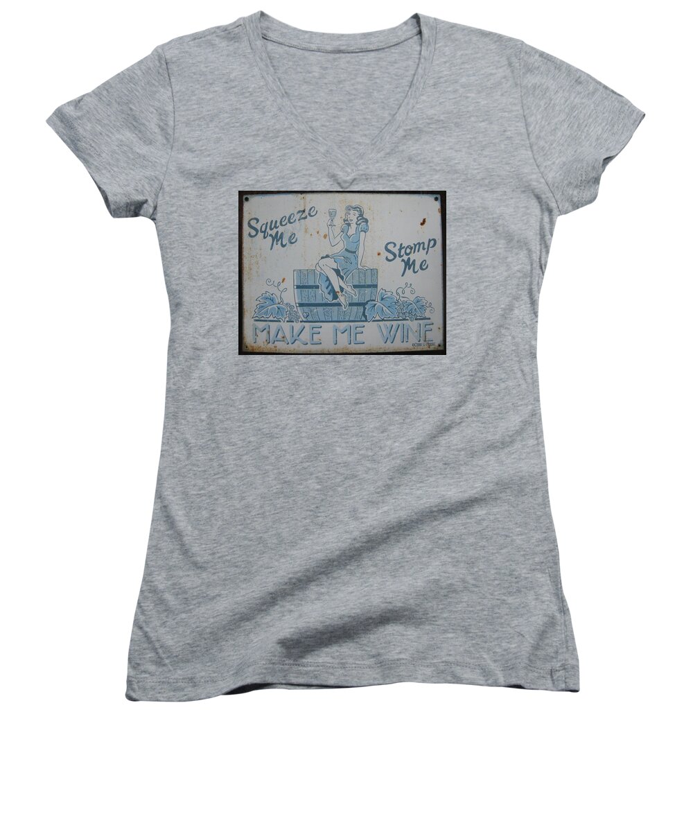 Sign Women's V-Neck featuring the painting Make Me Wine by Beverley Harper Tinsley