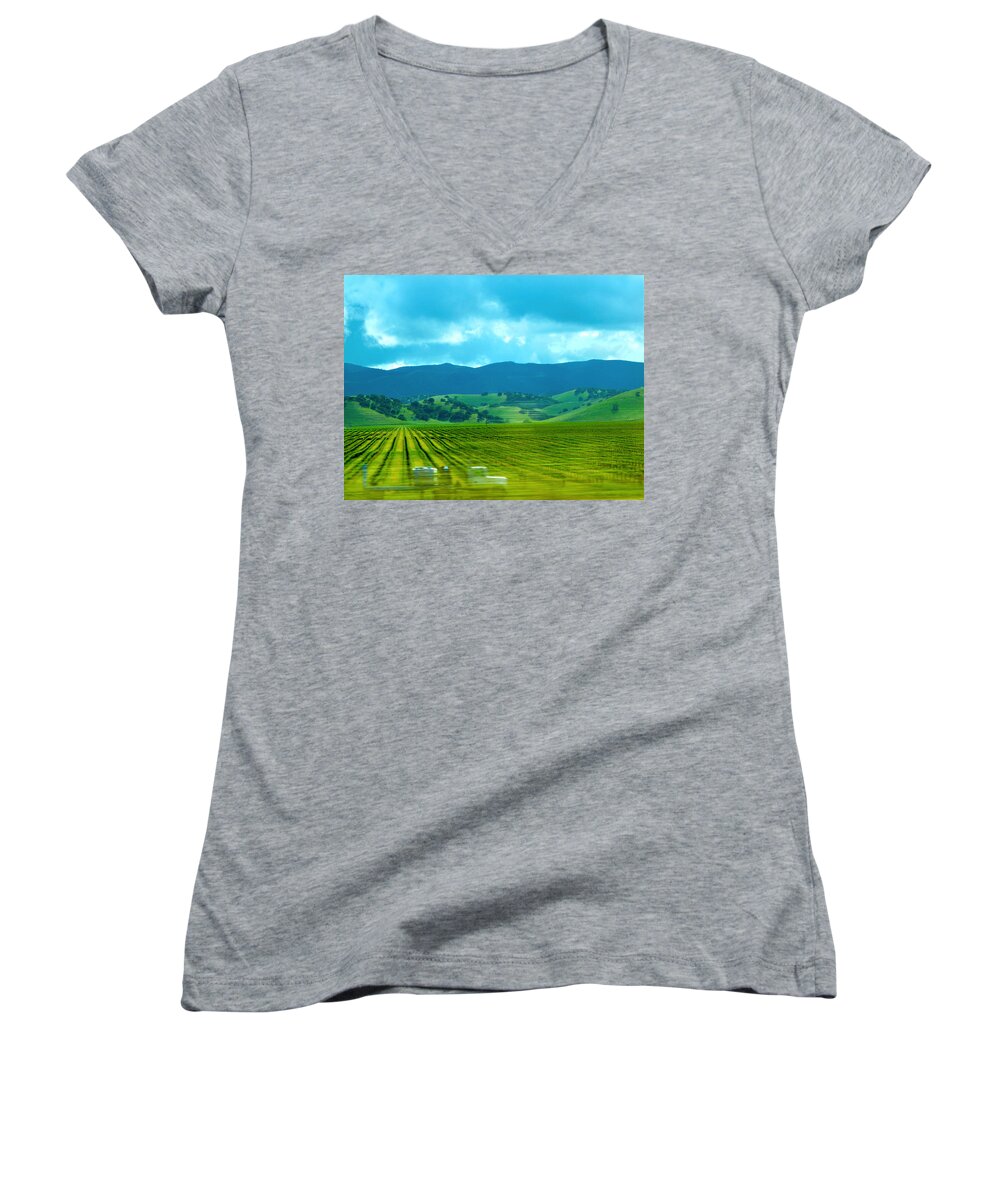 Surf Women's V-Neck featuring the photograph Mobile Transport by Kathy Corday