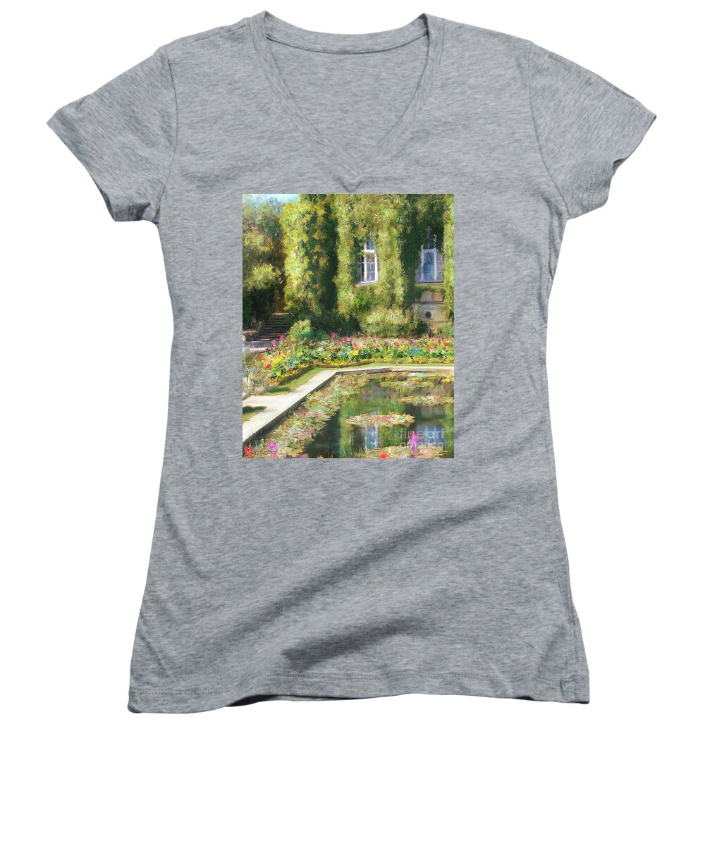 By Danella Students Women's V-Neck featuring the painting Monet Hommage 1 by Theo Danella