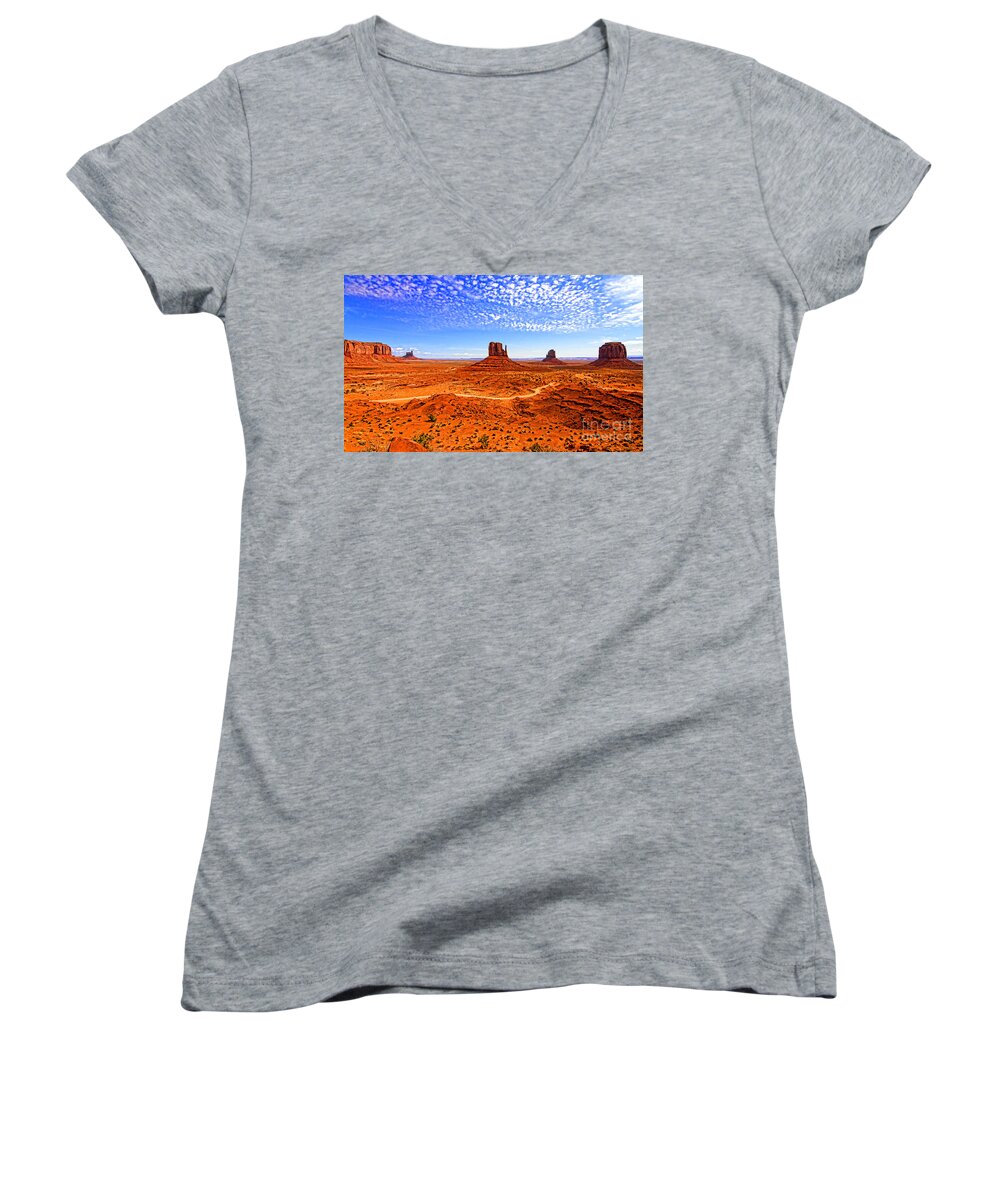 Landscape Women's V-Neck featuring the photograph Monument Valley by Jason Abando