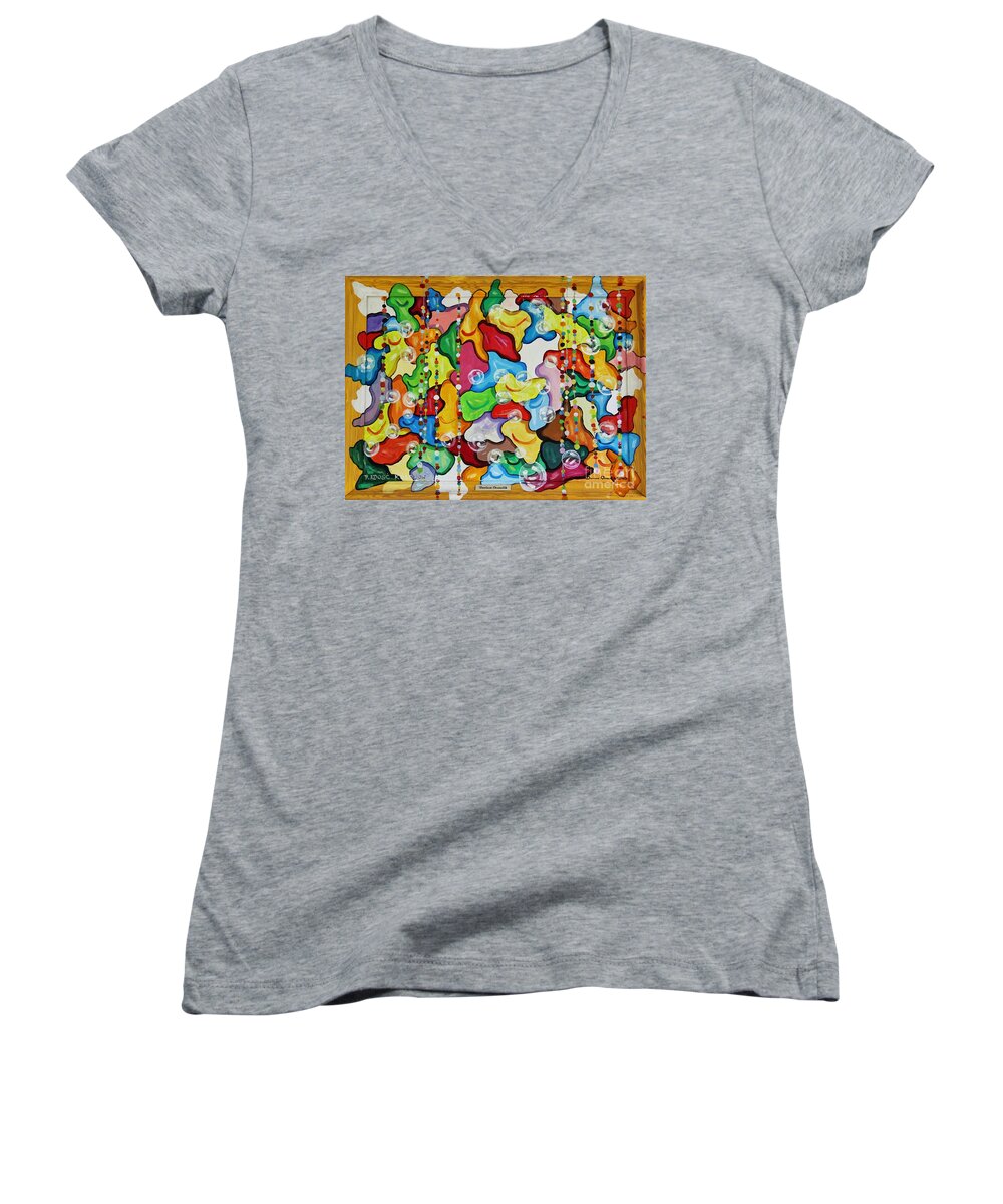 Color Women's V-Neck featuring the painting Morning Happiness by Dariusz Orszulik