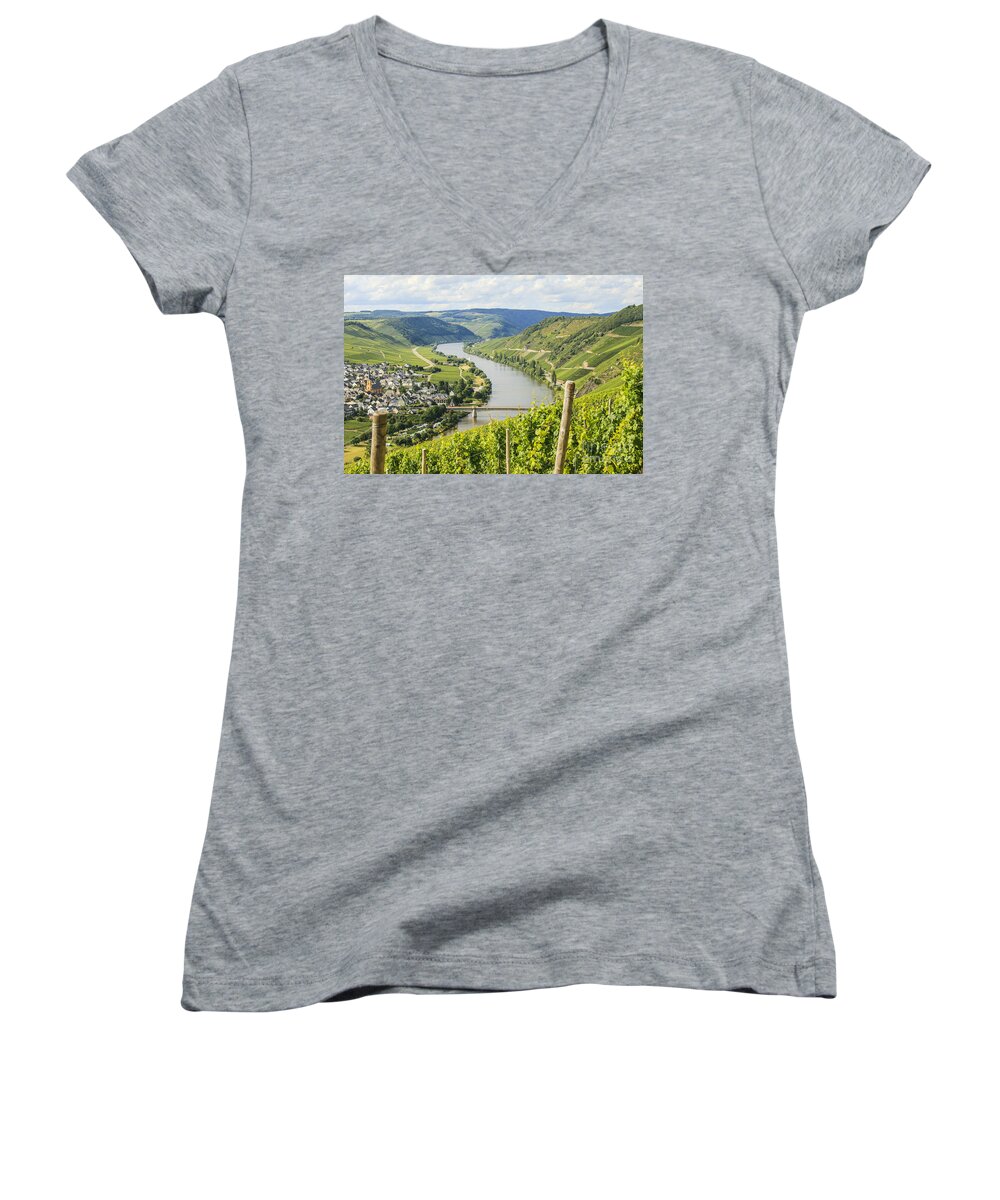 Beauty Women's V-Neck featuring the photograph Mosel area by Patricia Hofmeester