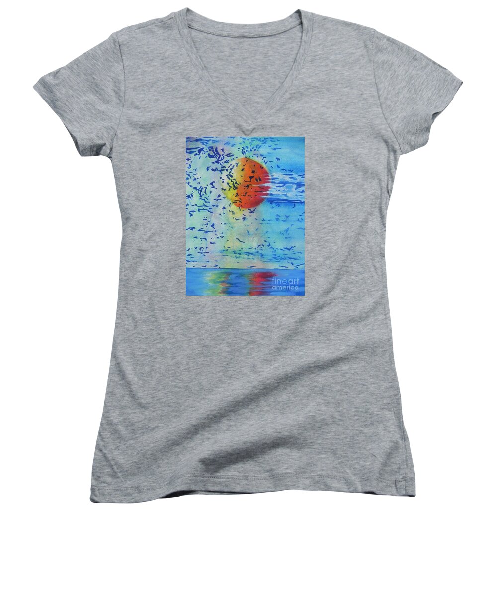 Fine Art Painting Women's V-Neck featuring the painting Mother Nature At Her Best by Chrisann Ellis