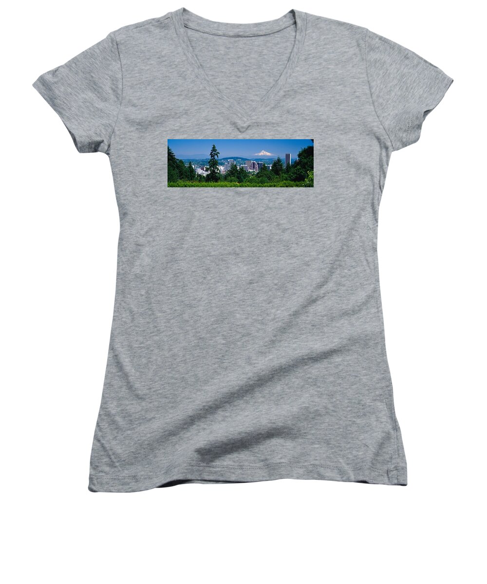 Photography Women's V-Neck featuring the photograph Mt Hood Portland Oregon Usa by Panoramic Images