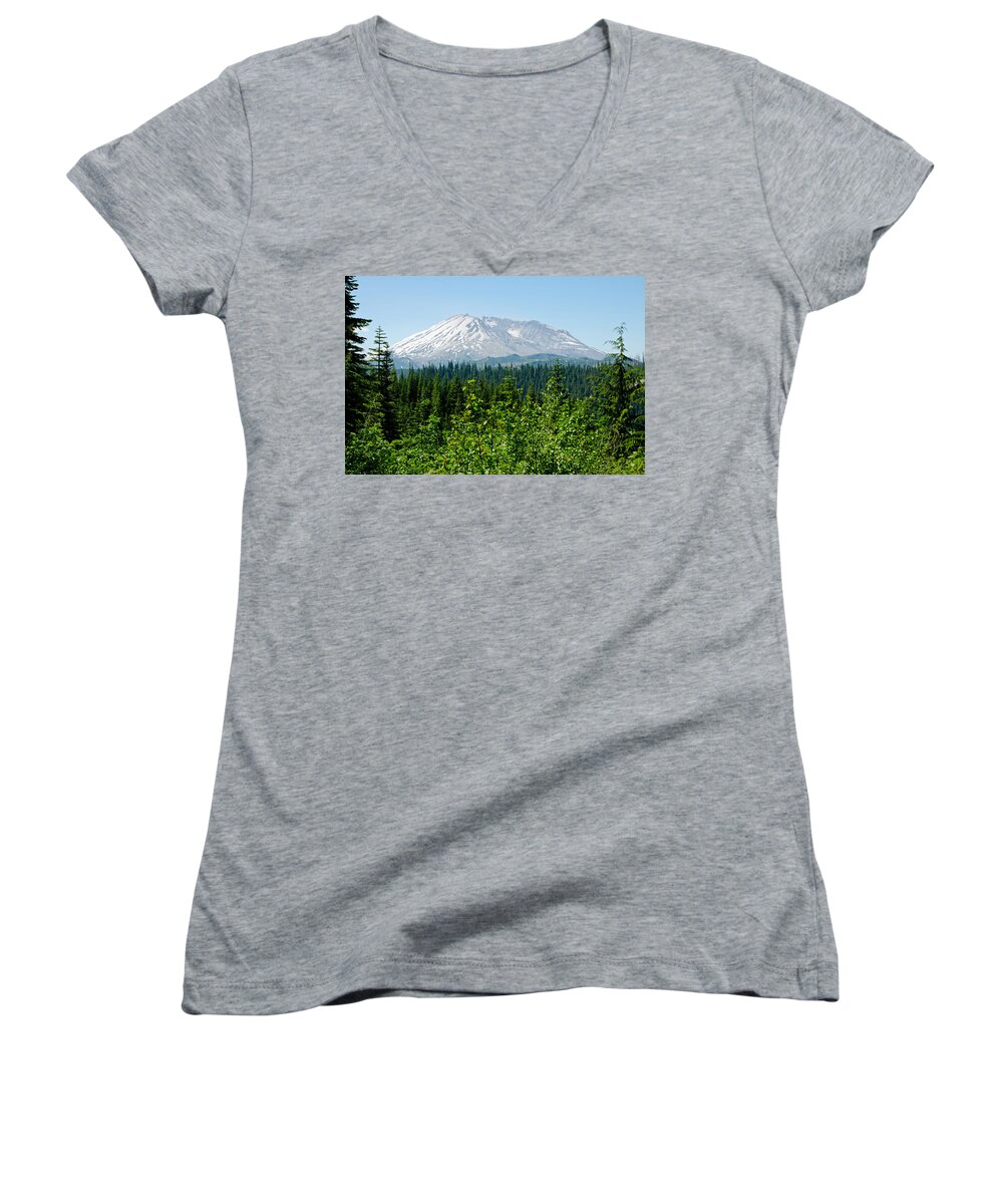 Helens Women's V-Neck featuring the photograph Mt. St. Helens by Tikvah's Hope