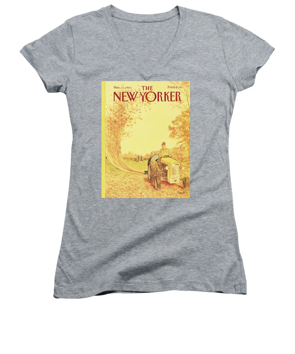 Leisure Women's V-Neck featuring the painting New Yorker November 11th, 1985 by Charles Saxon