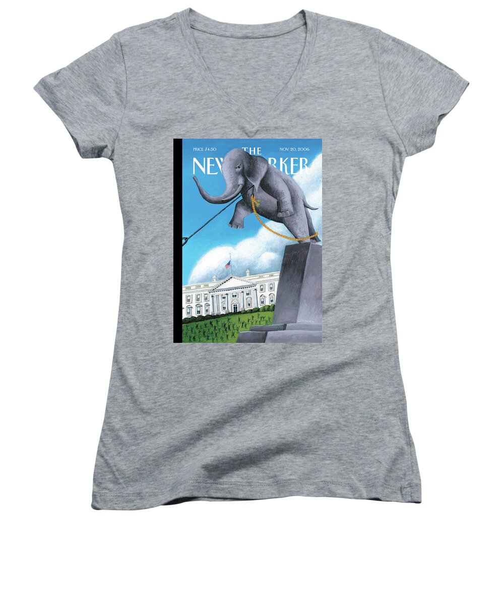Vote Women's V-Neck featuring the painting To The Elephant Graveyard by Mark Ulriksen