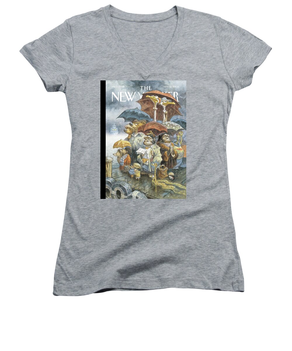 Animals Women's V-Neck featuring the painting Two By Two by Peter de Seve