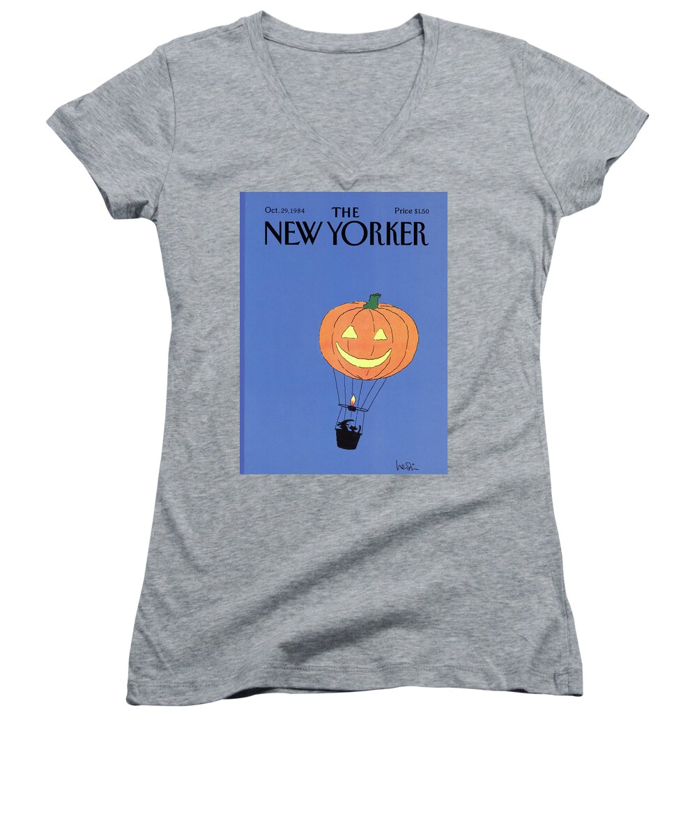 Holiday Women's V-Neck featuring the painting New Yorker October 29th, 1984 by Arnie Levin