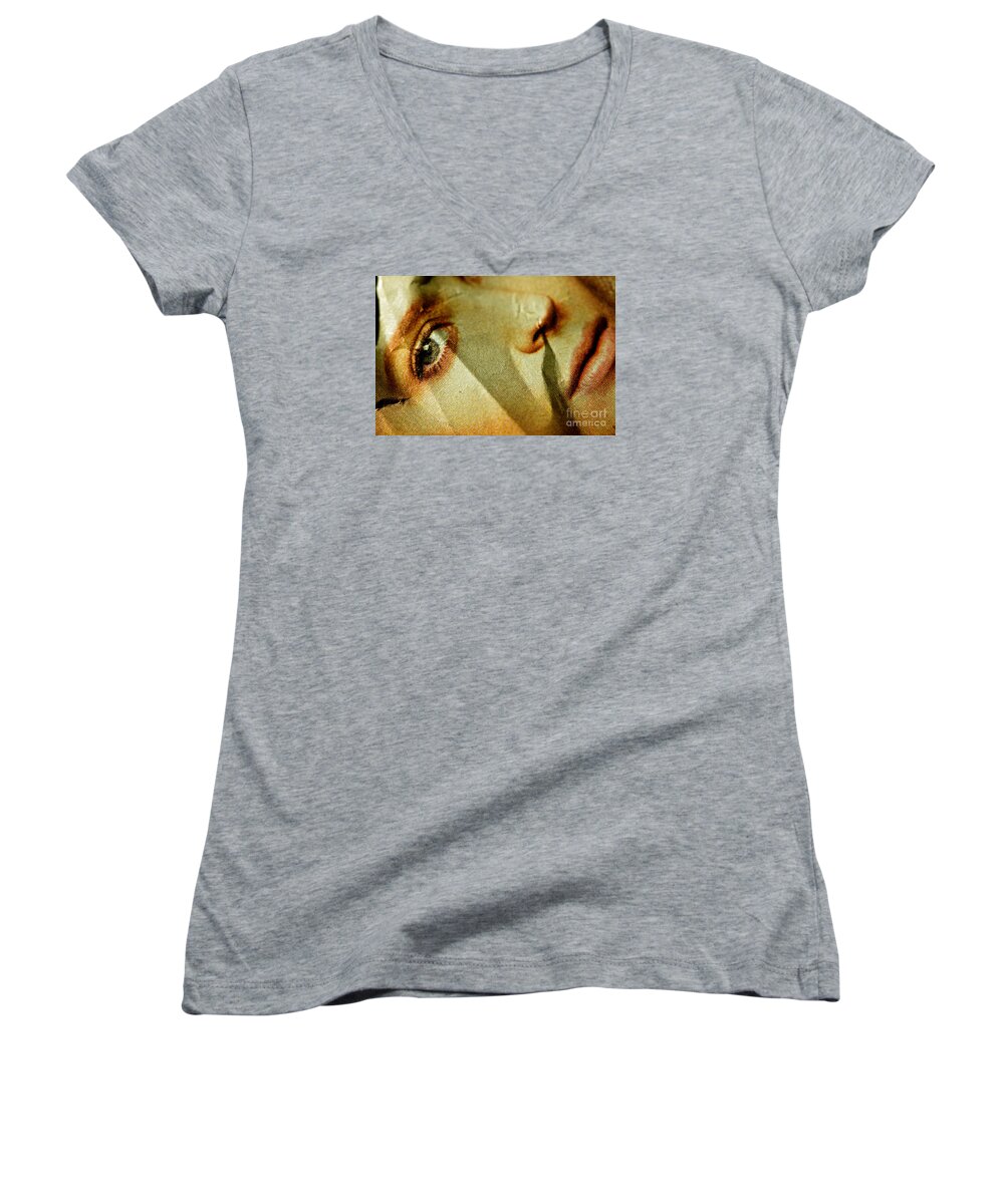 Abstract Women's V-Neck featuring the photograph No More by Michael Cinnamond