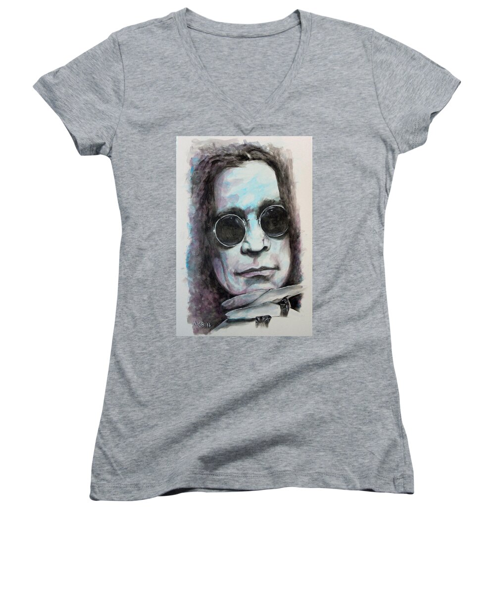 Ozzy Women's V-Neck featuring the painting No More Tears by William Walts