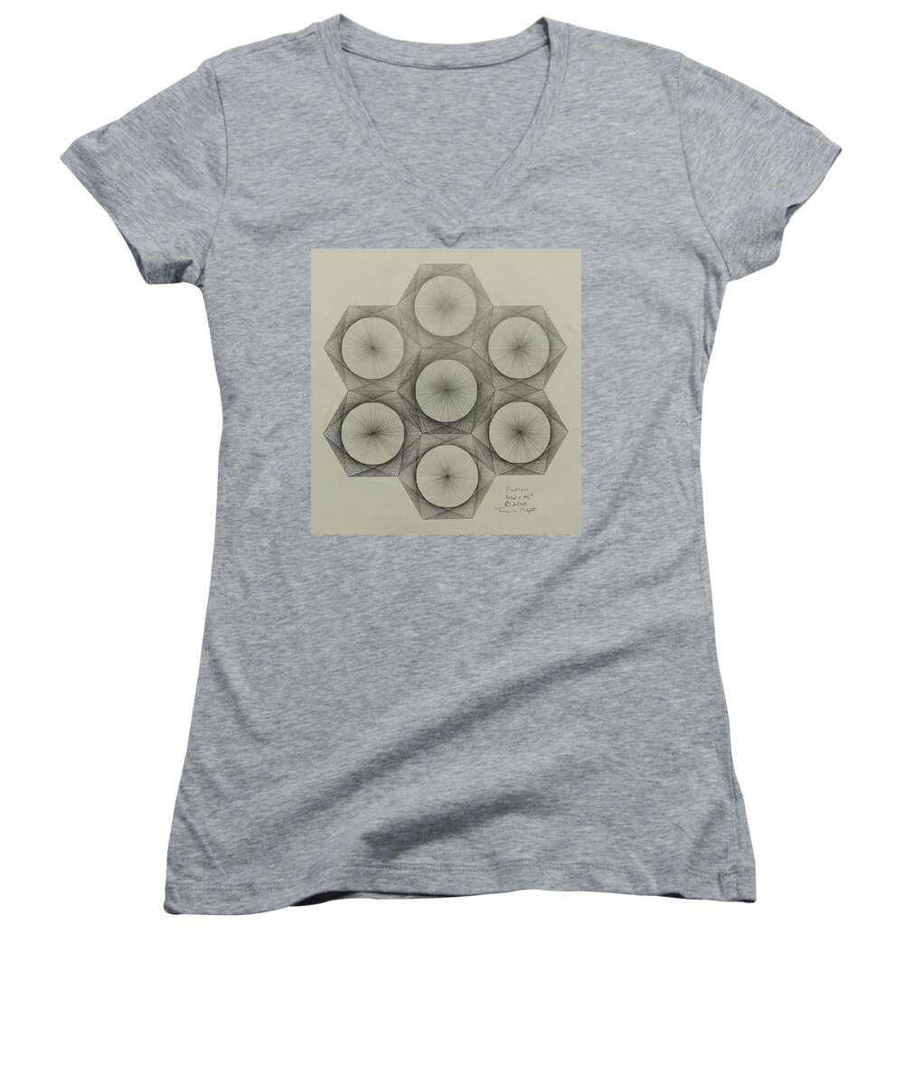Nuclear Women's V-Neck featuring the drawing Nuclear Fusion by Jason Padgett