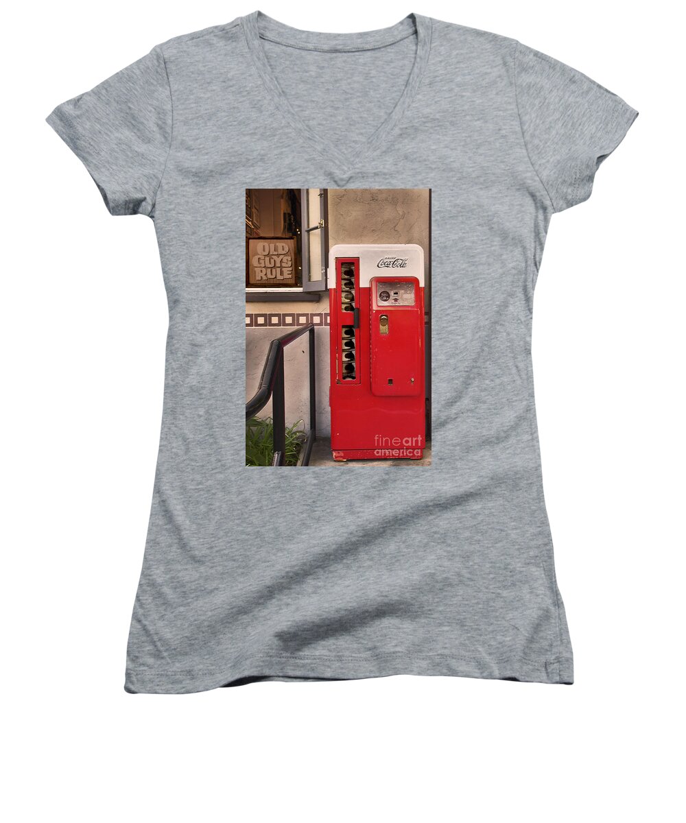 Claudia's Art Dream Women's V-Neck featuring the photograph Old Guys Rule by Claudia Ellis