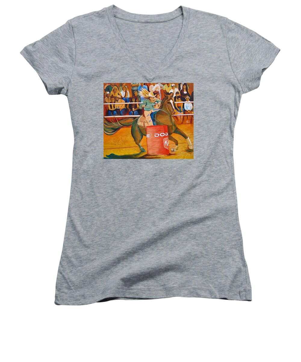 Horse Women's V-Neck featuring the painting On a dime by Joshua Morton
