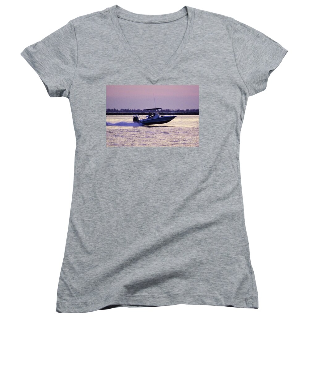 Boat Women's V-Neck featuring the photograph On Plane by Joe Geraci