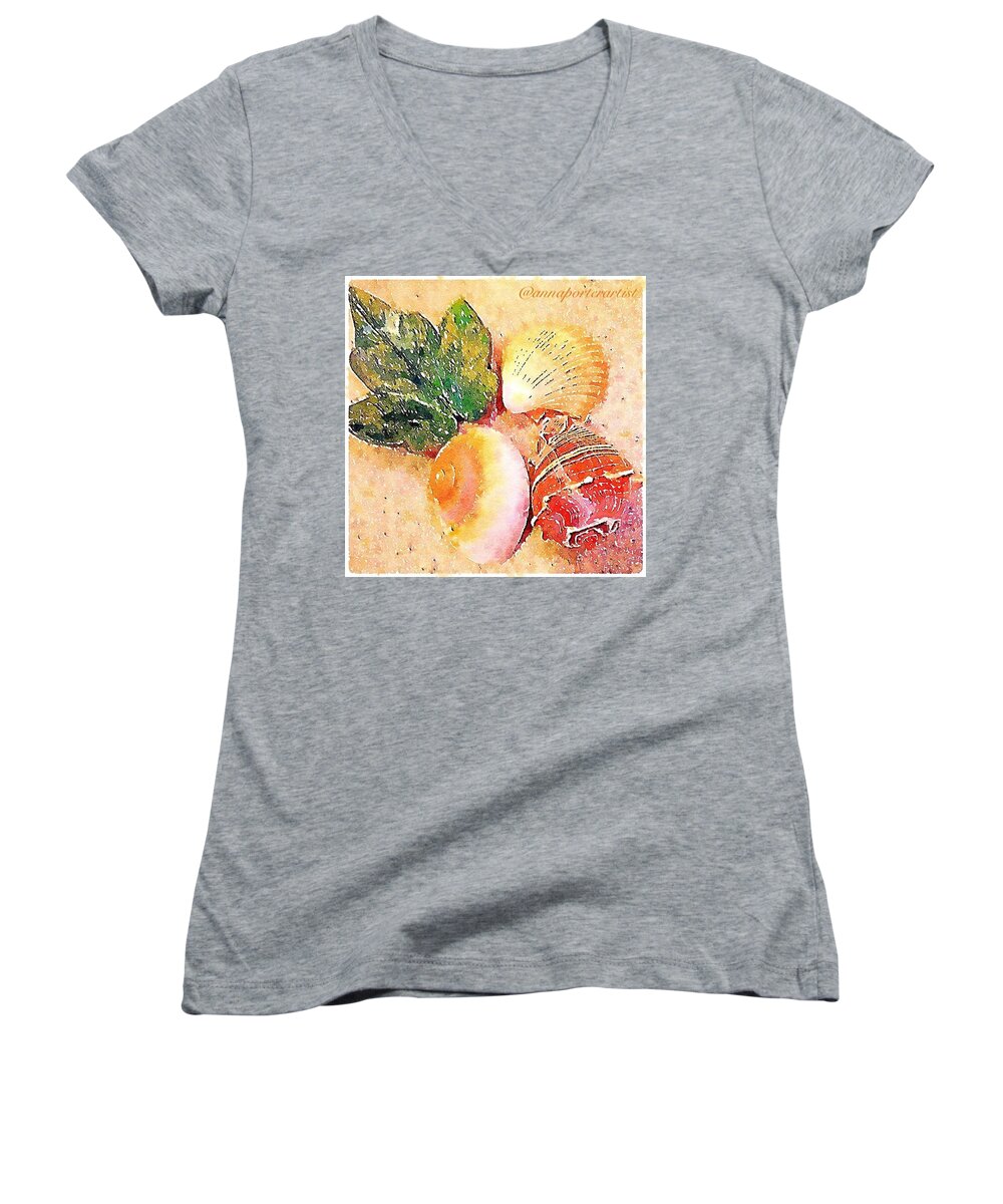 Seashells Women's V-Neck featuring the photograph All the Beautiful Shells by Anna Porter