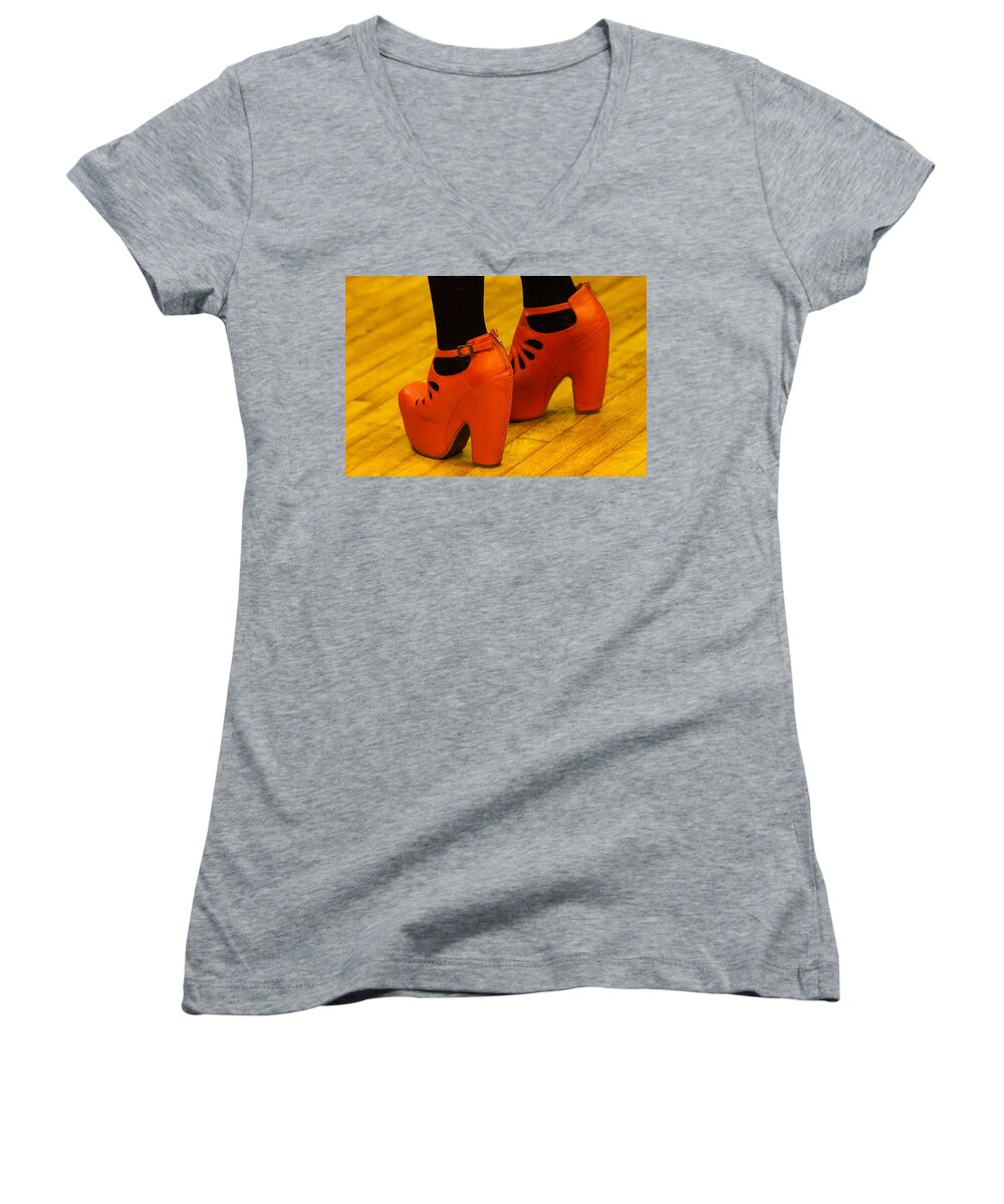 Black Women's V-Neck featuring the photograph Orange Pair by Ed Gleichman