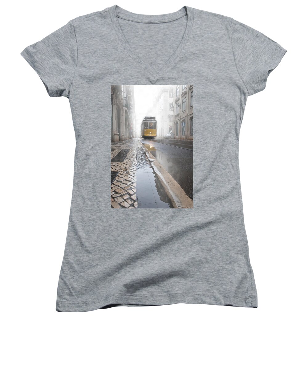 Lisbon Women's V-Neck featuring the photograph Out of the haze by Jorge Maia