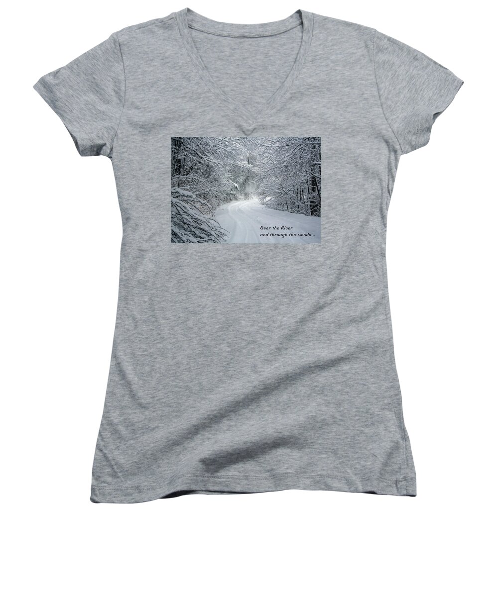 Merry Christmas Women's V-Neck featuring the photograph Over the River by John Haldane