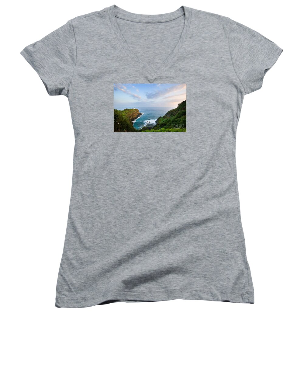 Afternoon Women's V-Neck featuring the photograph Overlooking Point Kilauea Lighthouse by M Swiet Productions