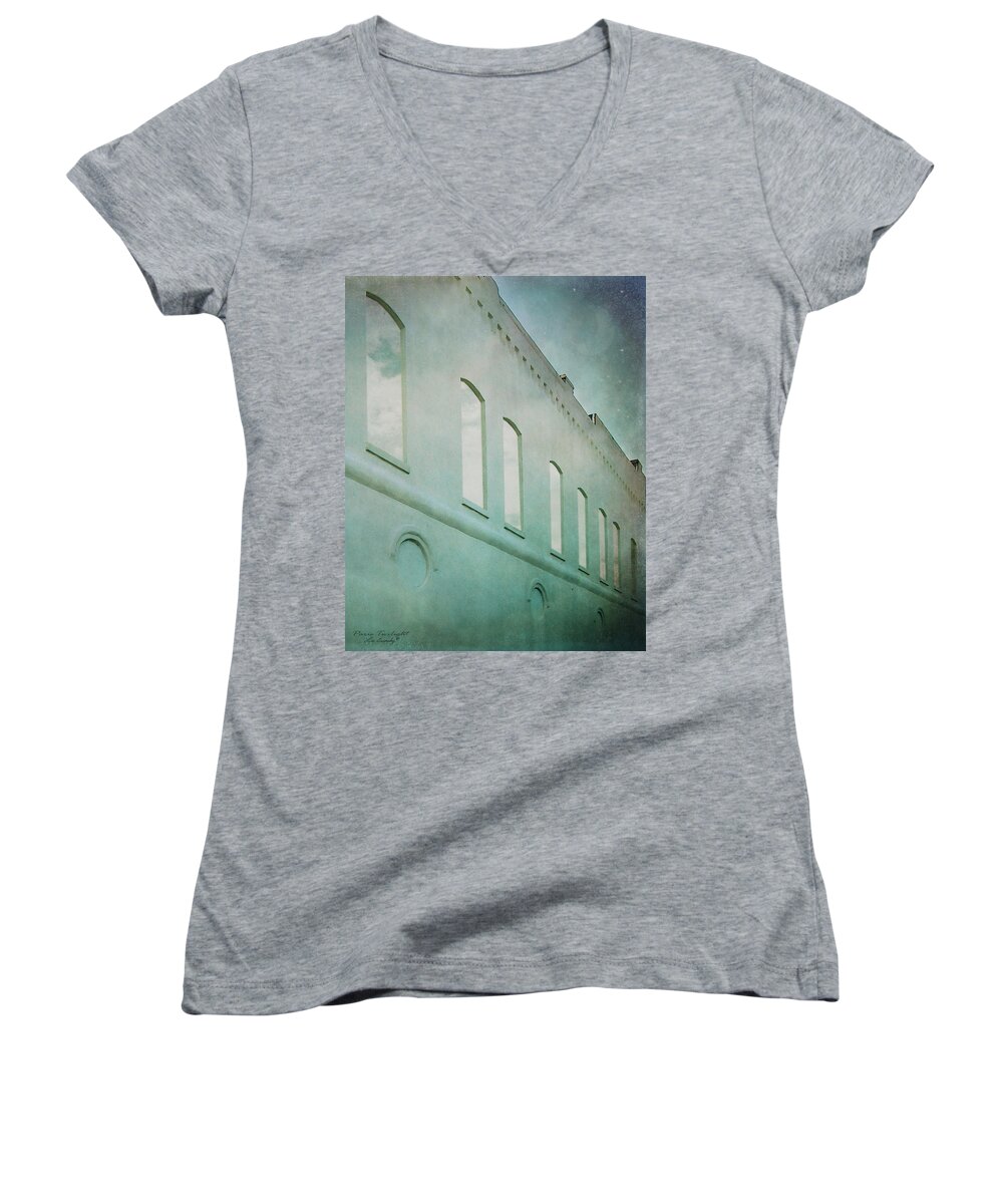 Window Women's V-Neck featuring the photograph Paris Twilight by Lee Owenby