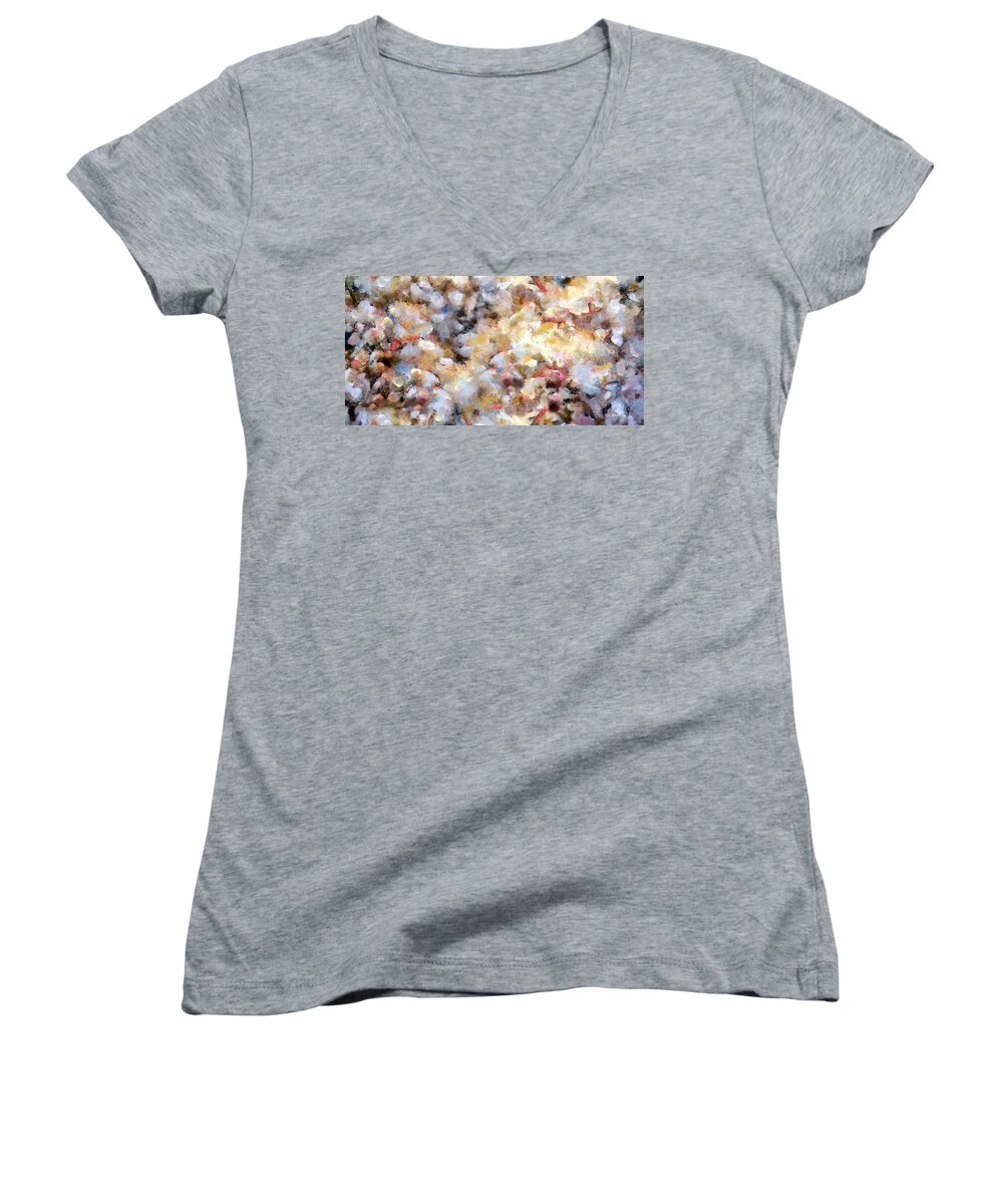 Petals Women's V-Neck featuring the painting Petal Riot by RC DeWinter