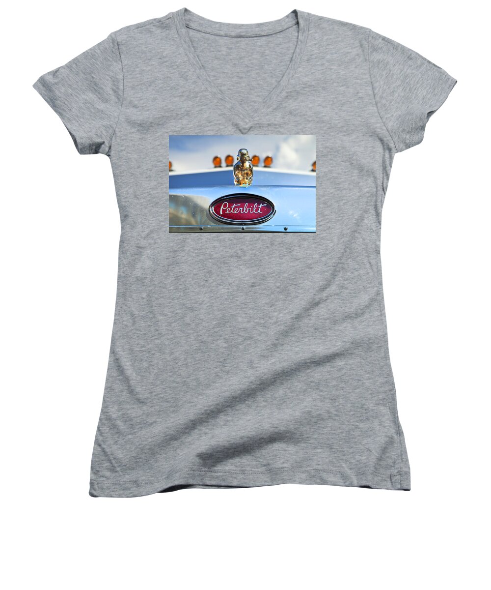 Trucks Women's V-Neck featuring the photograph Peterbilt 2 by Theresa Tahara