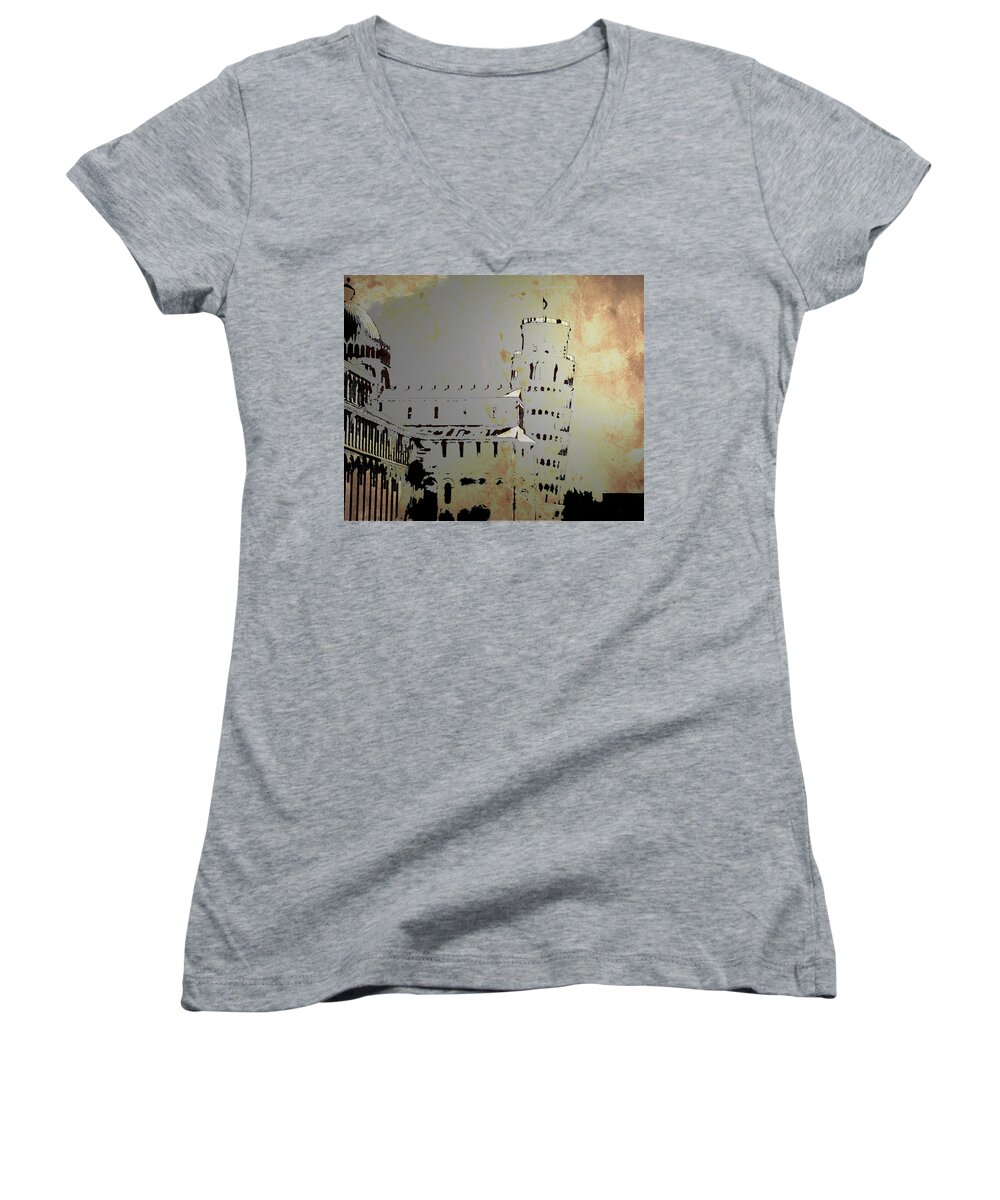 Pisa Women's V-Neck featuring the digital art Pisa Italy 1 by Brian Reaves