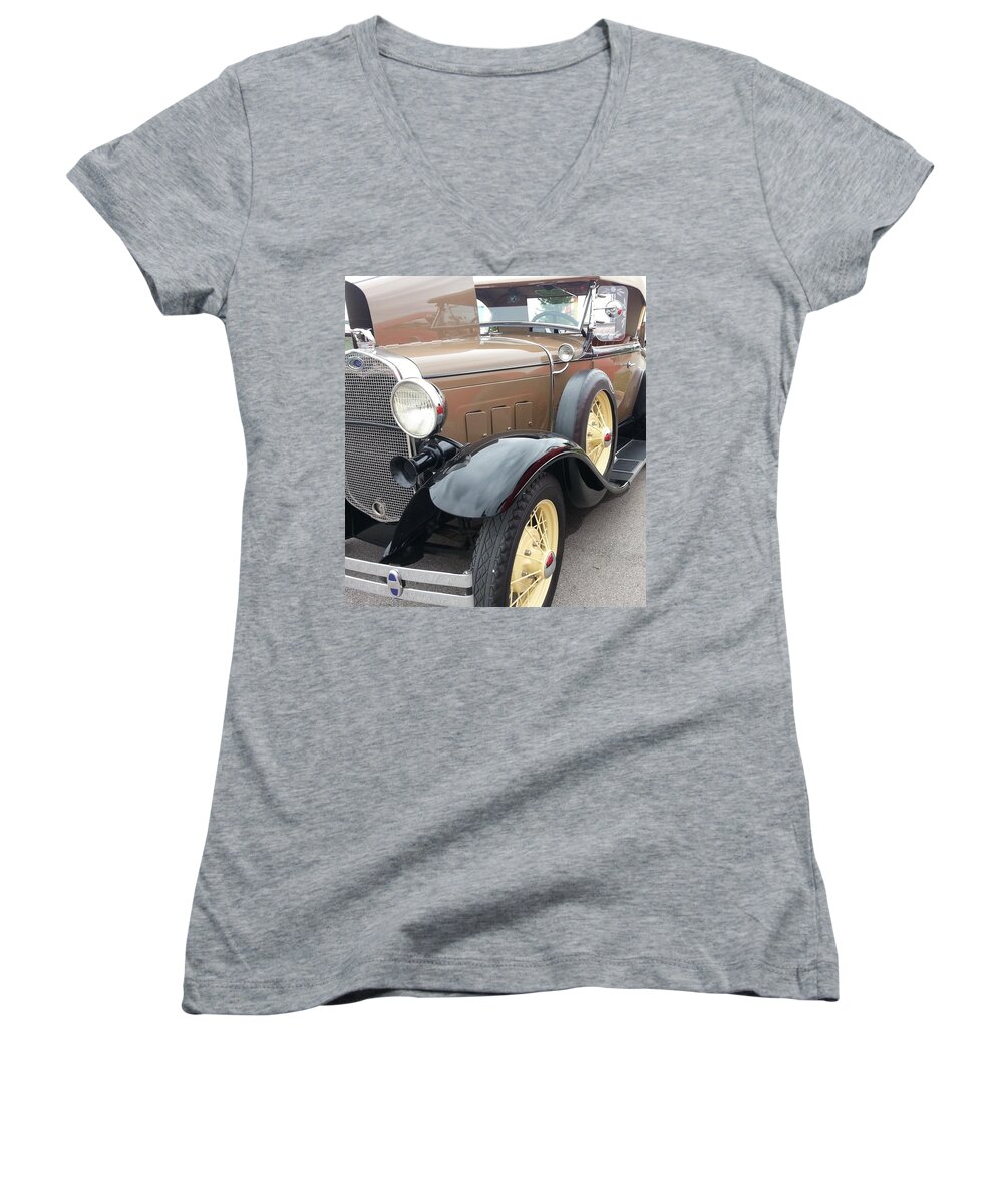 Antique Car Women's V-Neck featuring the photograph Polished by Caryl J Bohn
