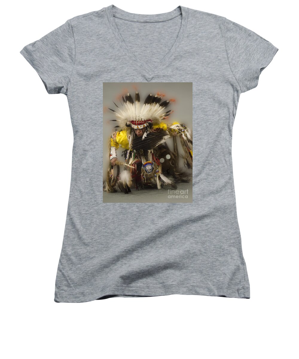 Pow Wow Women's V-Neck featuring the photograph Pow Wow Days Of Thunder  by Bob Christopher
