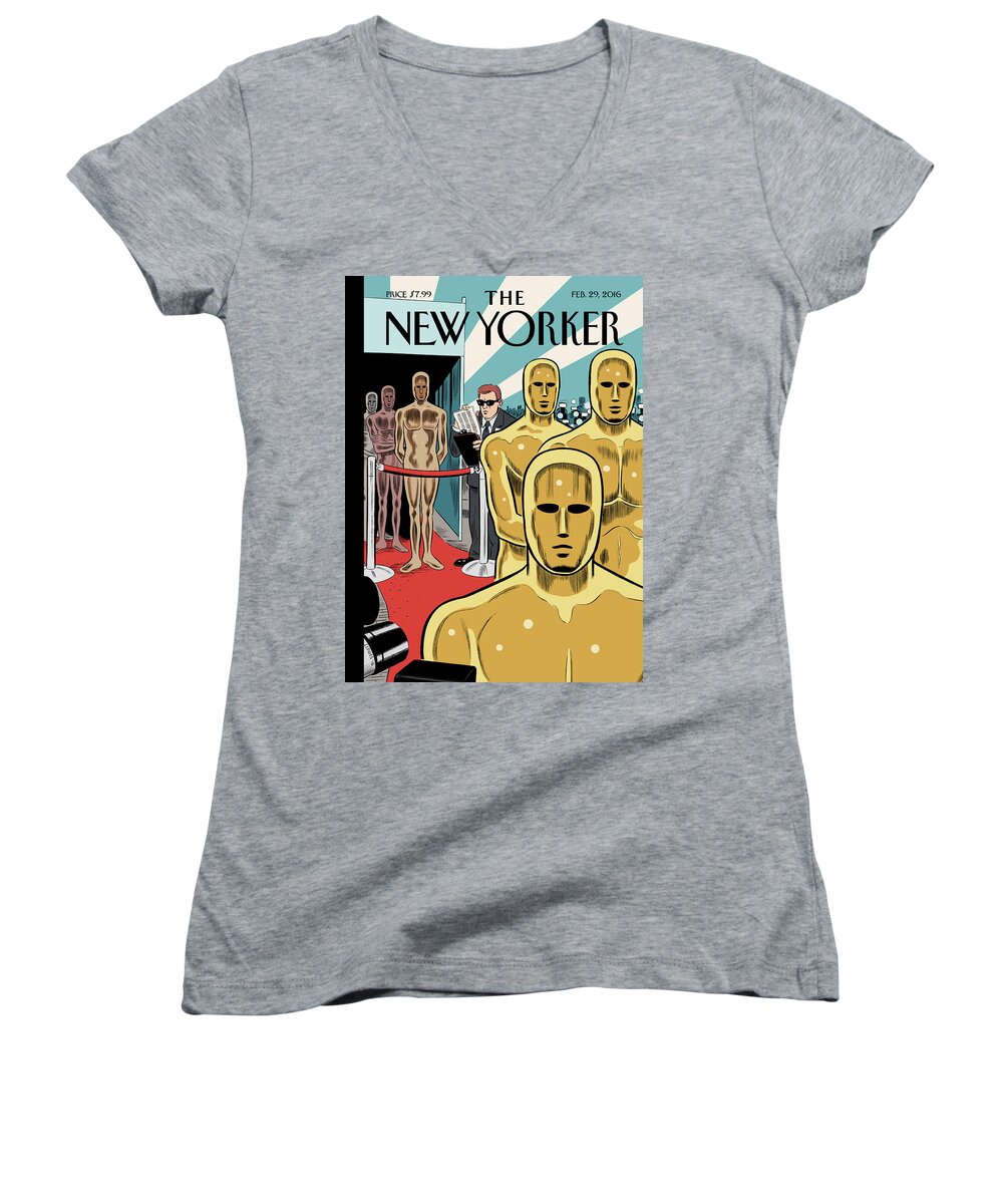 Oscars Women's V-Neck featuring the painting Privileged Characters by Daniel Clowes