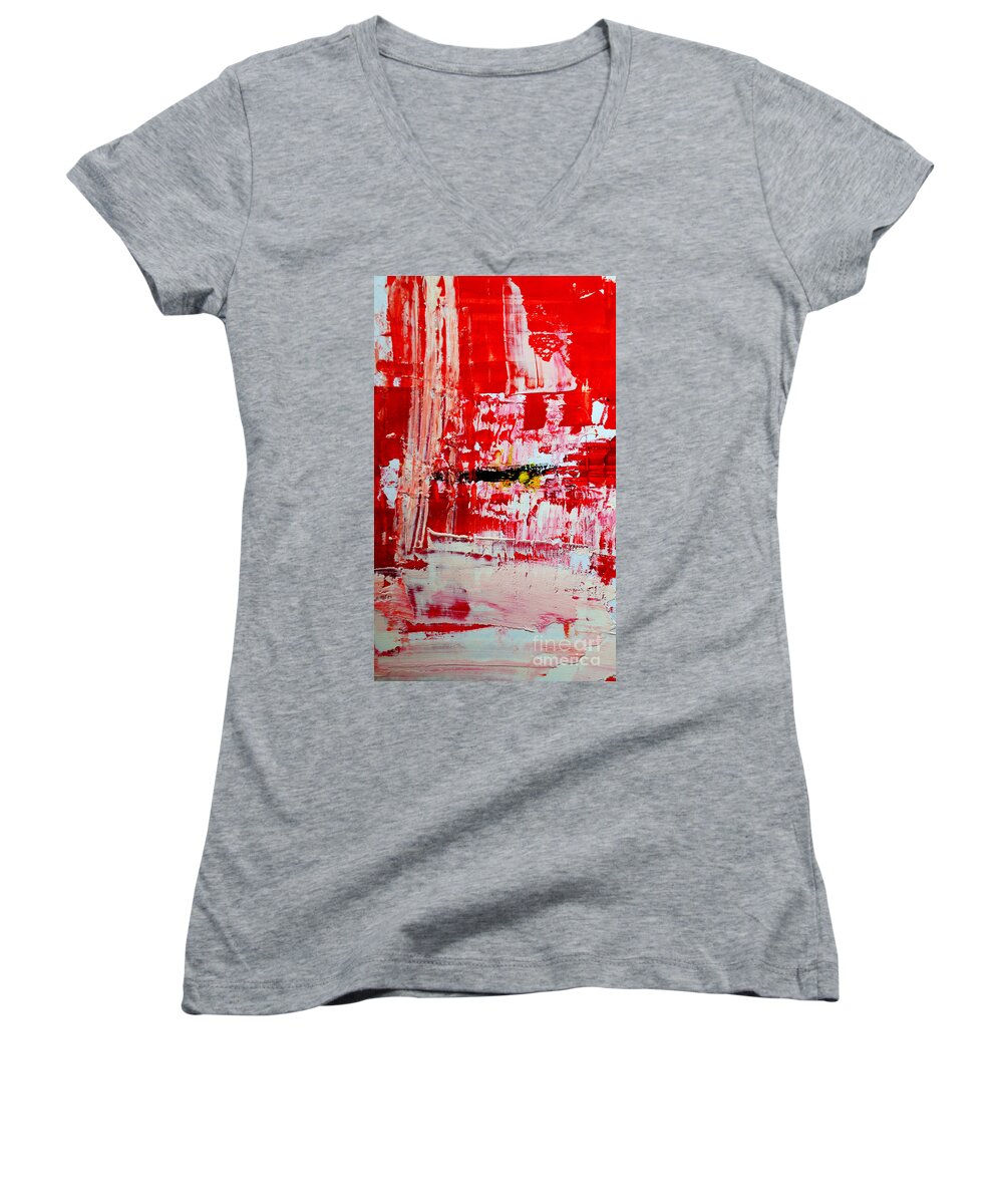 Grungy Women's V-Neck featuring the painting Protection by Andrea Anderegg