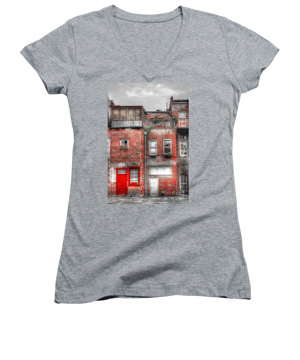 Vintage Women's V-Neck featuring the photograph Red by Dan Stone