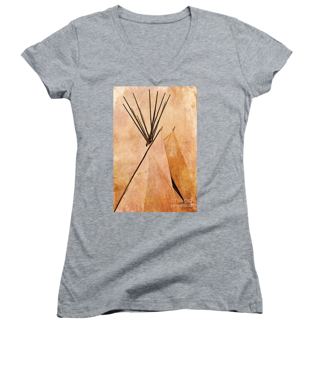 Teepee Women's V-Neck featuring the photograph Remembering The Past by Roselynne Broussard