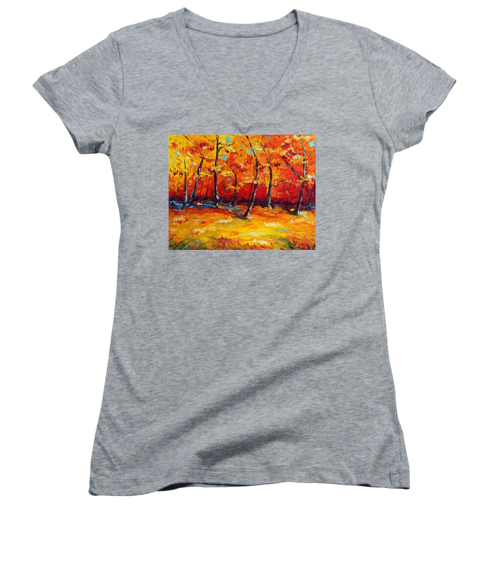 Tree Women's V-Neck featuring the painting Resting In Your Shadow by Meaghan Troup