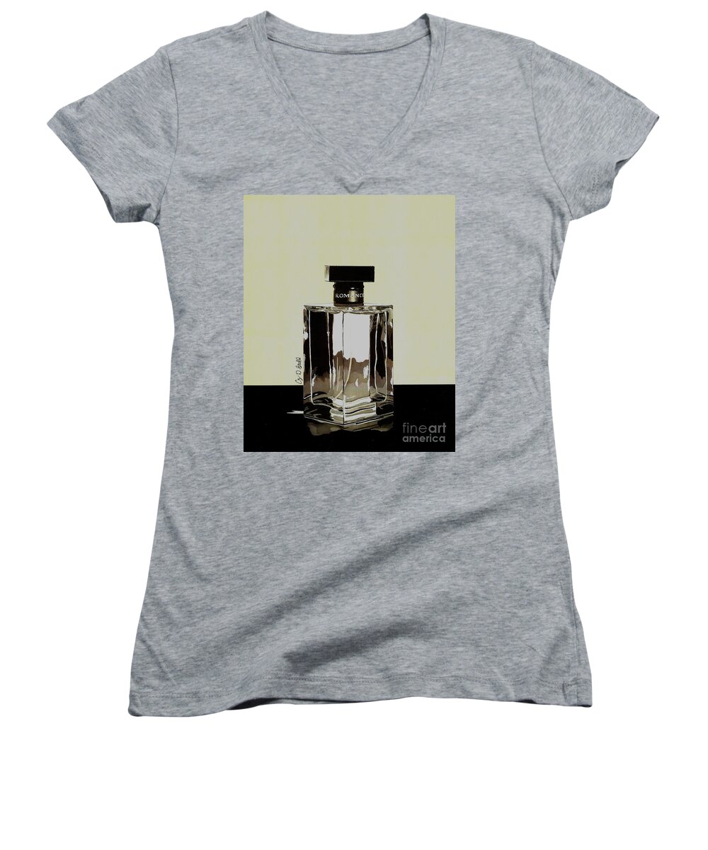 Romance Women's V-Neck featuring the drawing Romance by Cory Still