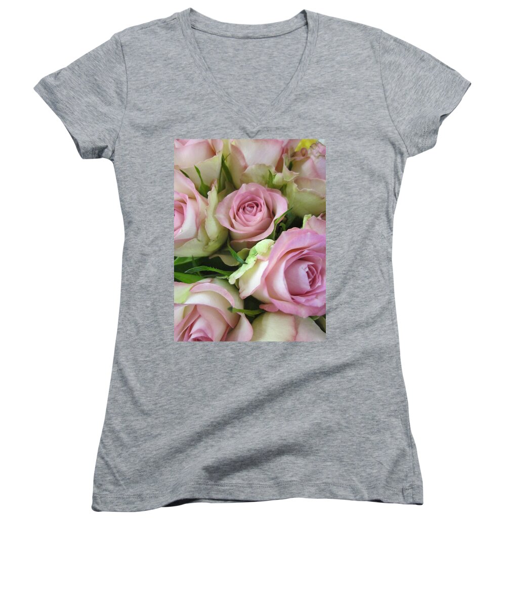 Flowerromance Women's V-Neck featuring the photograph Rose bed by Rosita Larsson