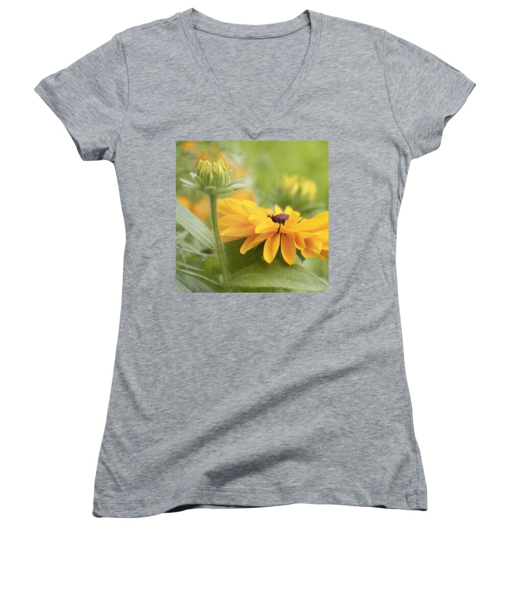 Yellow Flower Women's V-Neck featuring the photograph Rudbeckia Flower by Kim Hojnacki