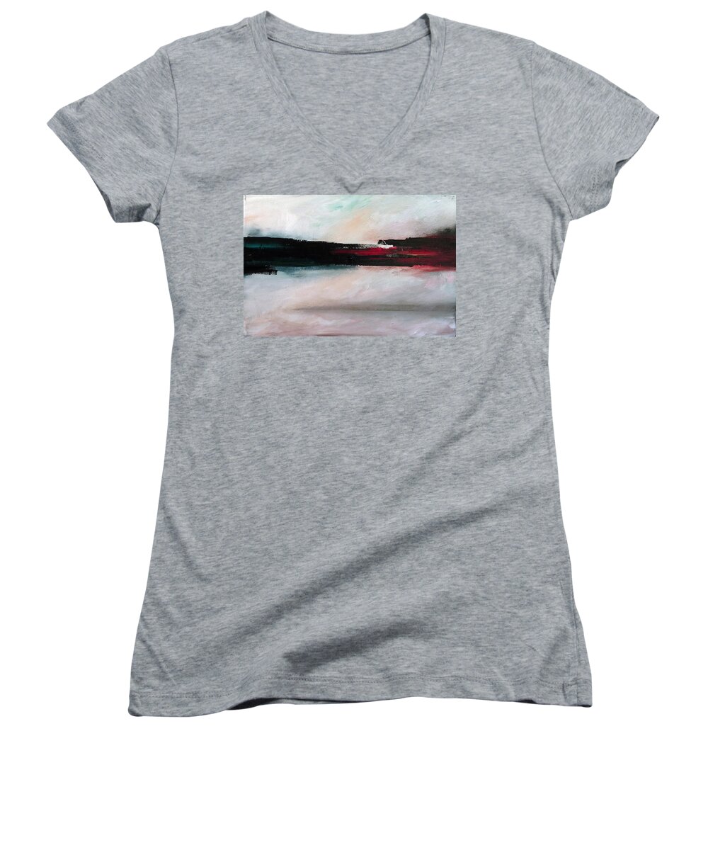 Abstract Women's V-Neck featuring the painting Rush by Sean Parnell