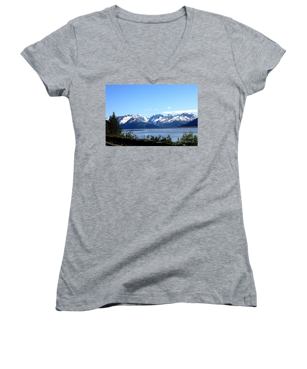 Byway Women's V-Neck featuring the photograph Scenic Byway in Alaska by Kathy White